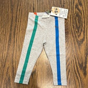 Bobo Choses Gray Leggings with Green, Blue, Red and Yellow Stripes